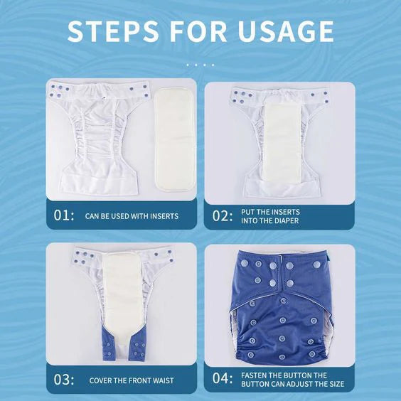 Washable waterproof Baby Diaper + Absorbent Inner Pad with each piece | Reusable & Multi-colors & Randoms prints available