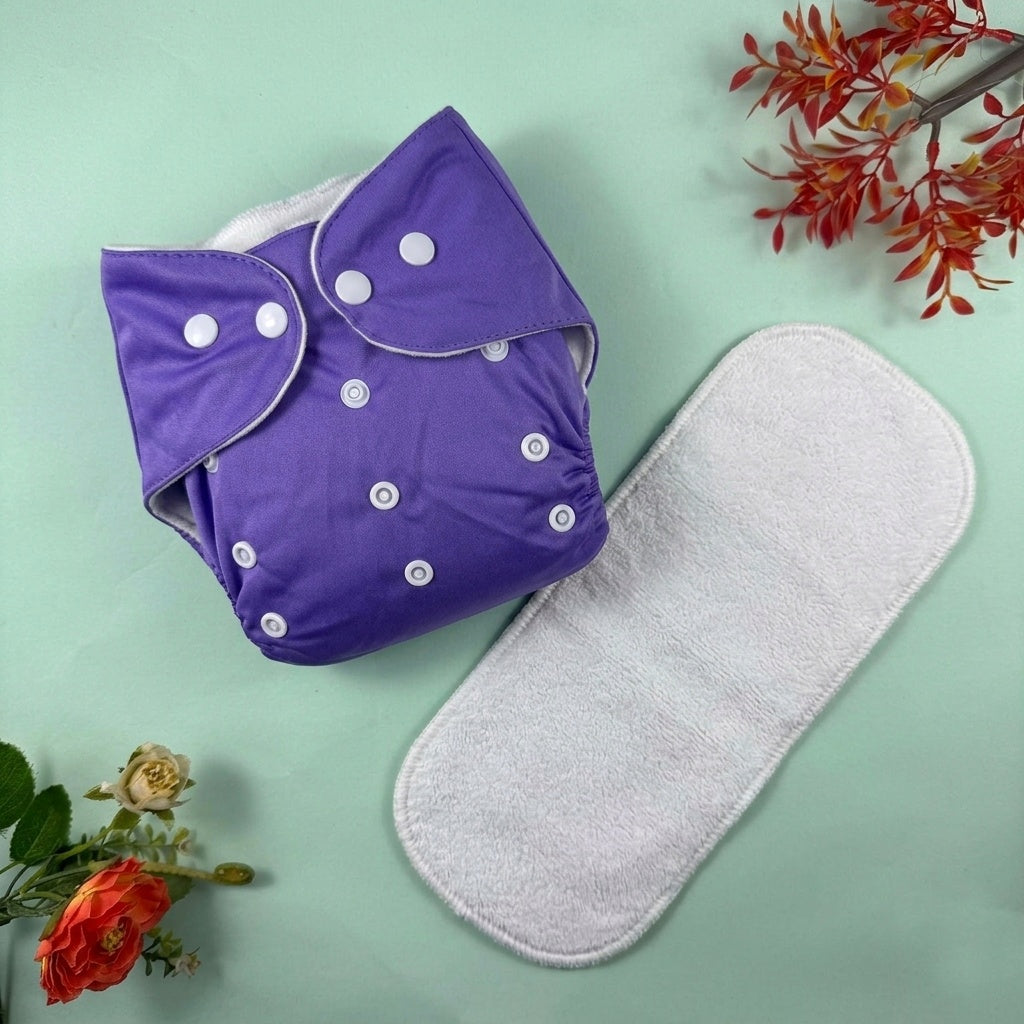 Washable waterproof Baby Diaper + Absorbent Inner Pad with each piece | Reusable & Multi-colors & Randoms prints available