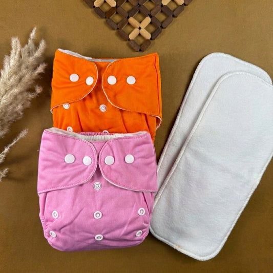 Washable waterproof Baby Diaper + Absorbent Inner Pad with each piece | Reusable & Multi-colors & Randoms prints available